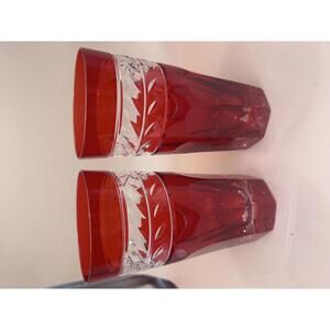 Ralph Lauren Crystal Claremont Ruby Red Double Old Fashioned Tumbler - 6 3/8"